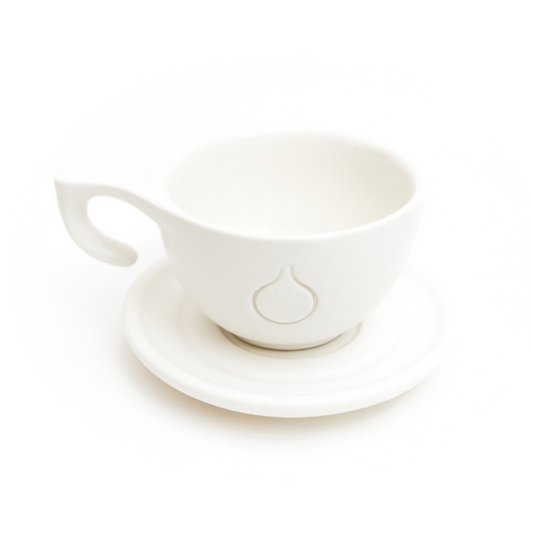 Ceasca ceramica + farfurie Dropshot alba