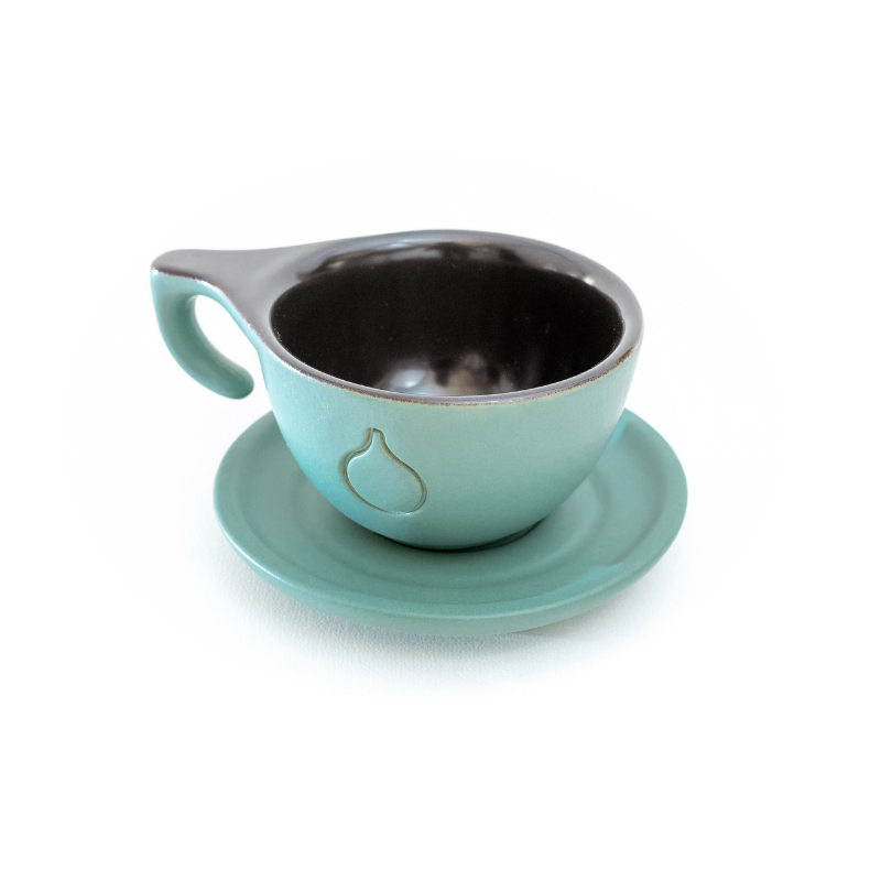 Ceasca ceramica + farfurie Dropshot verde