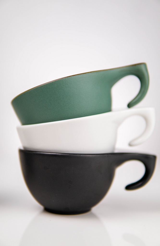 Ceramic white "DS" - Cup and Plate - Dropshot Coffee