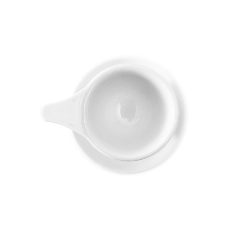 Ceramic cup + plate Dropshot white