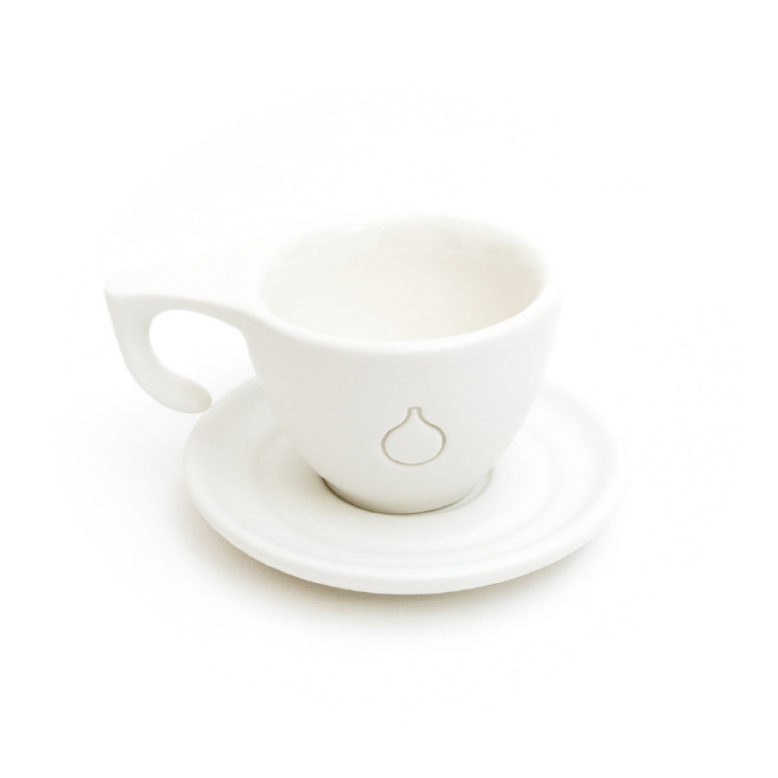 Ceramic cup + plate Dropshot white