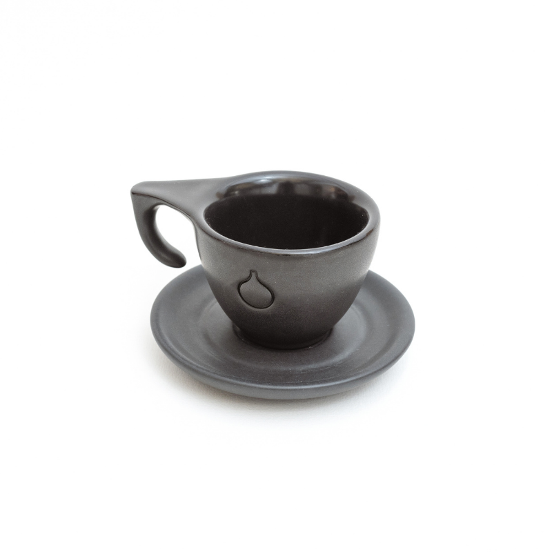 Ceasca ceramica + farfurie Dropshot neagra