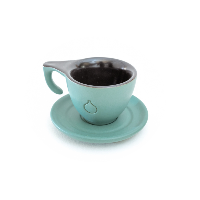 Ceasca ceramica + farfurie Dropshot verde